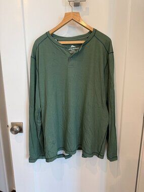 Tommy Bahama Men's XL Green Long Sleeve Polo Shirt